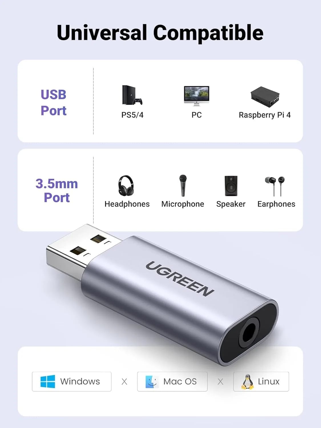 Ugreen USB External Stereo Sound Adapter, фото 2 из 4